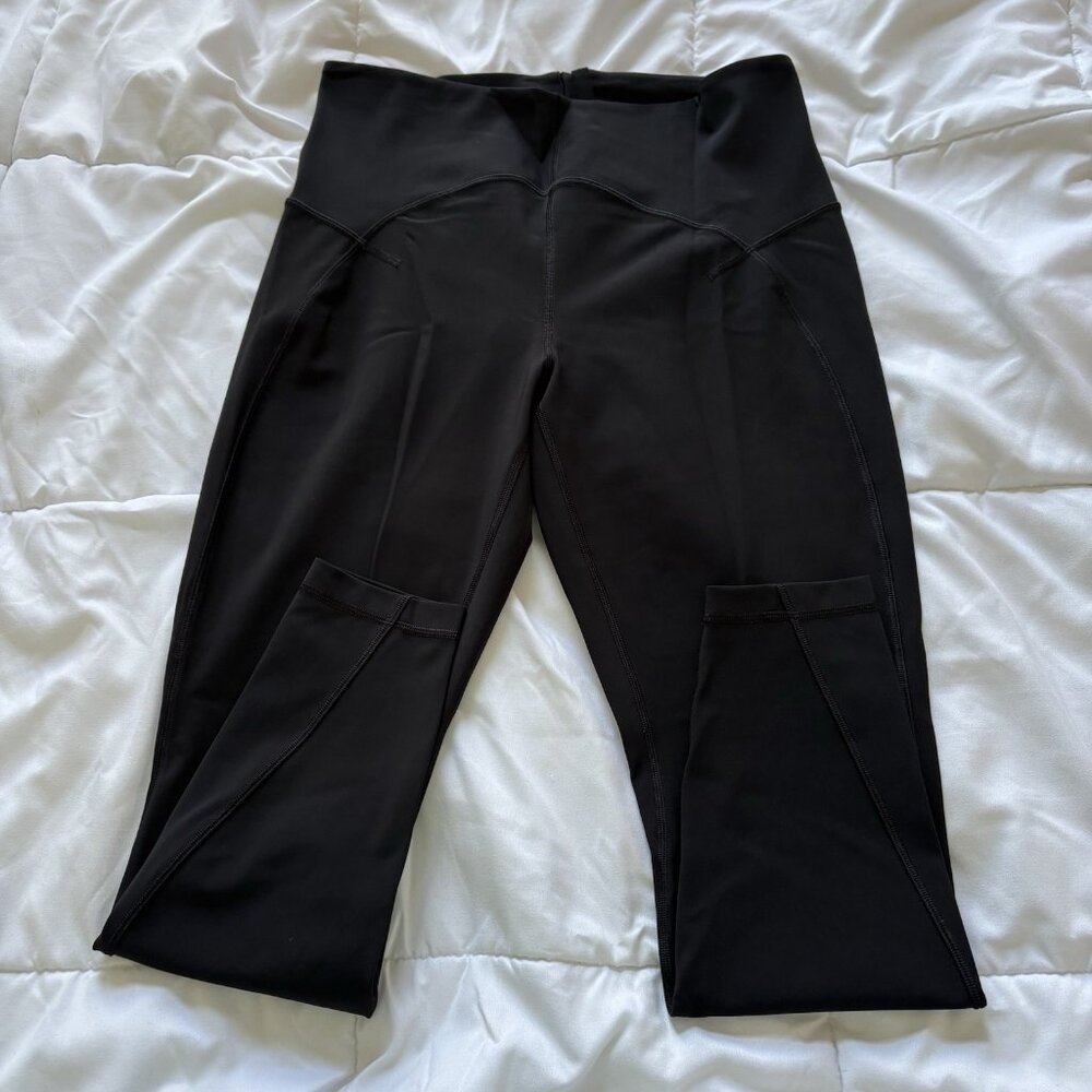 Lululemon Womens Leggings Black Yoga Zipper Back Ankle Workout Gym Training